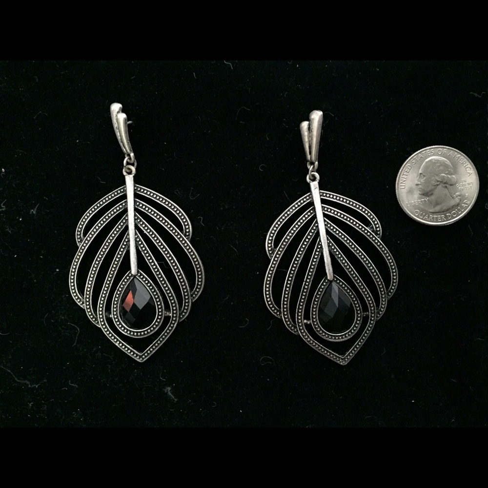Silver feather earrings