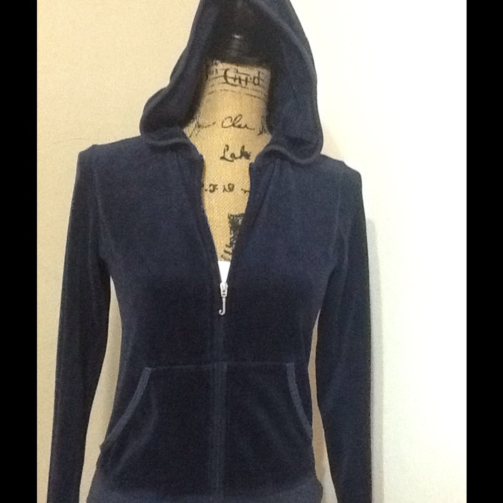 Juicy Couture Medium Navy Blue Velour Hoodie