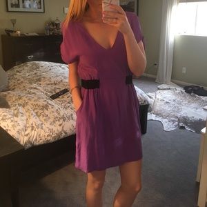 Purple Silk Dress with Pockets