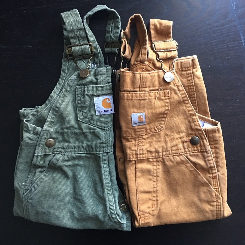 Carhartt Overalls 12-24 months, Green and Tan