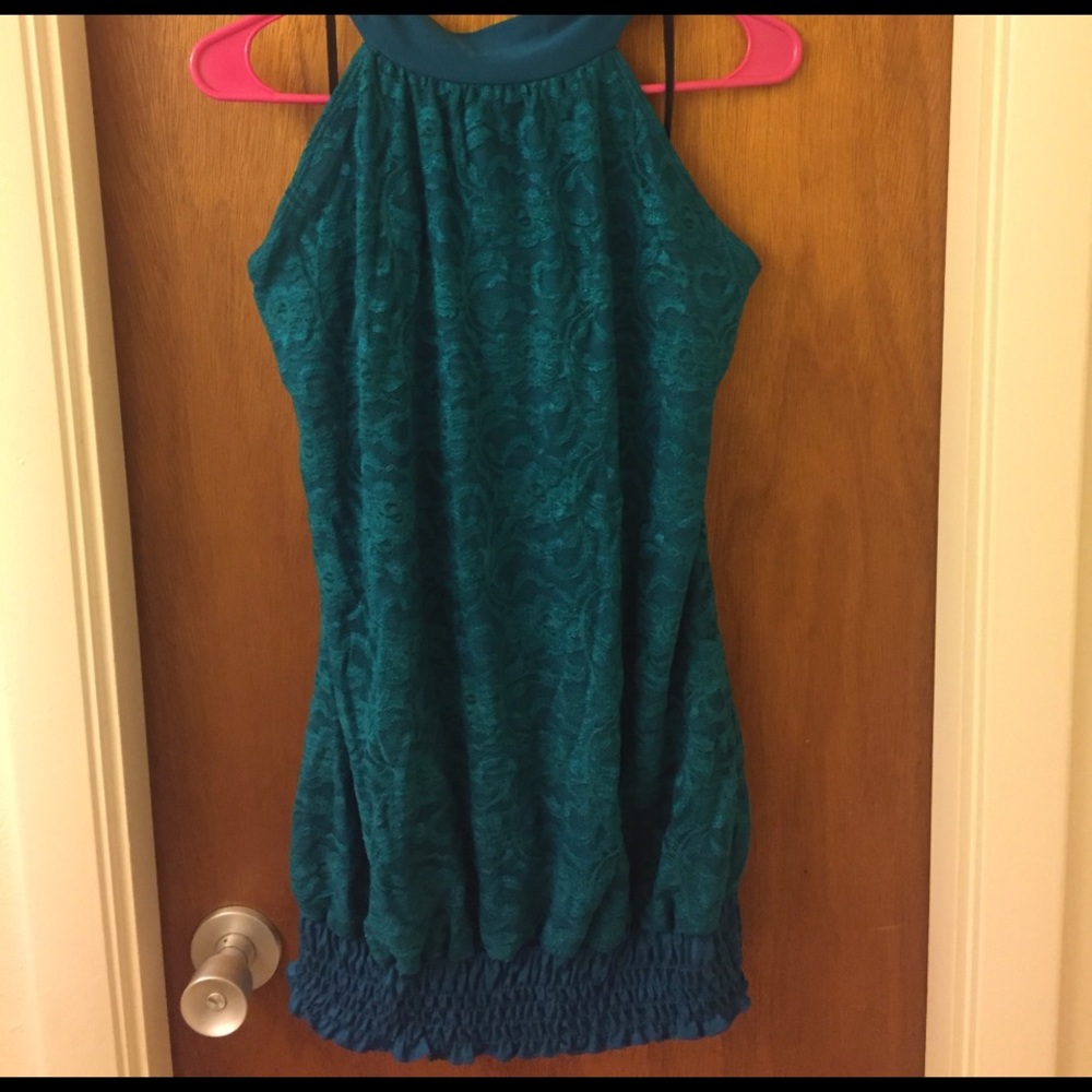 Lace green top.