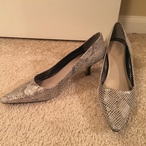 Snake skin kitten heels