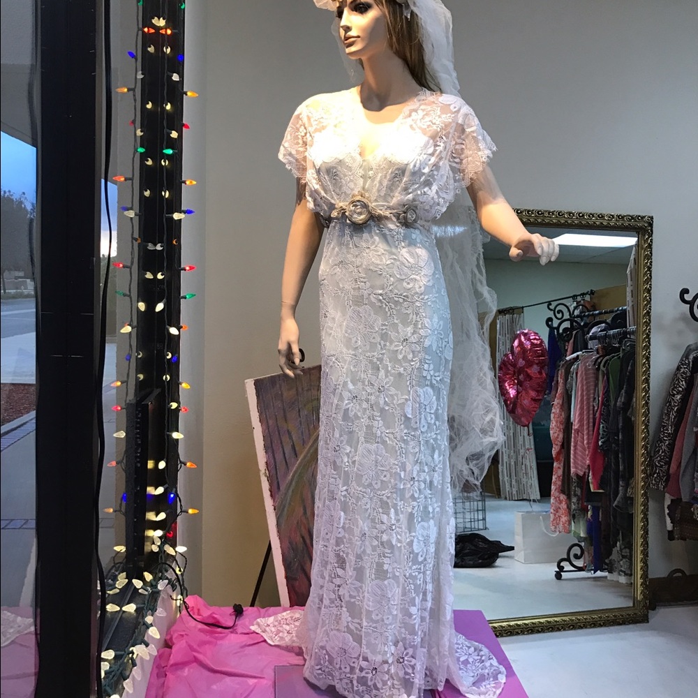 Designer Wedding dress, silk French lace