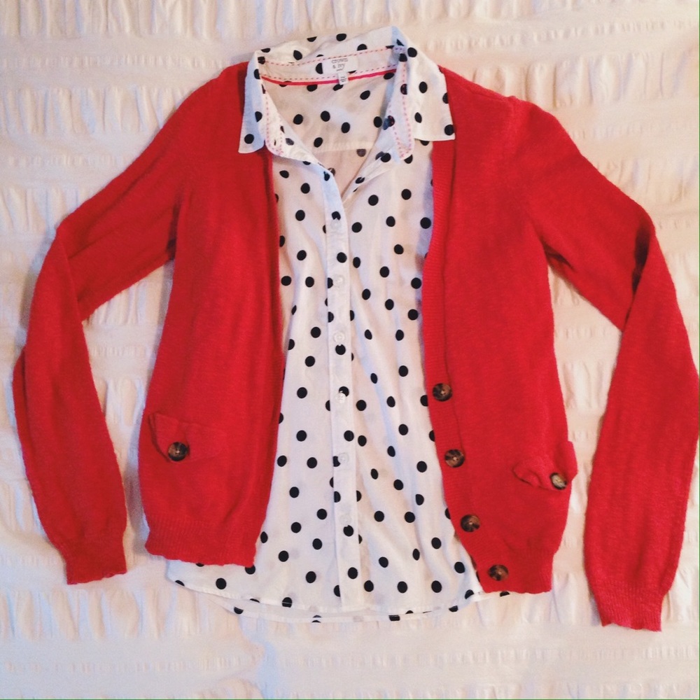 Crown & Ivy Polka Dot Button Down