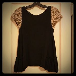 Anthropologie Black Leopard Sweater