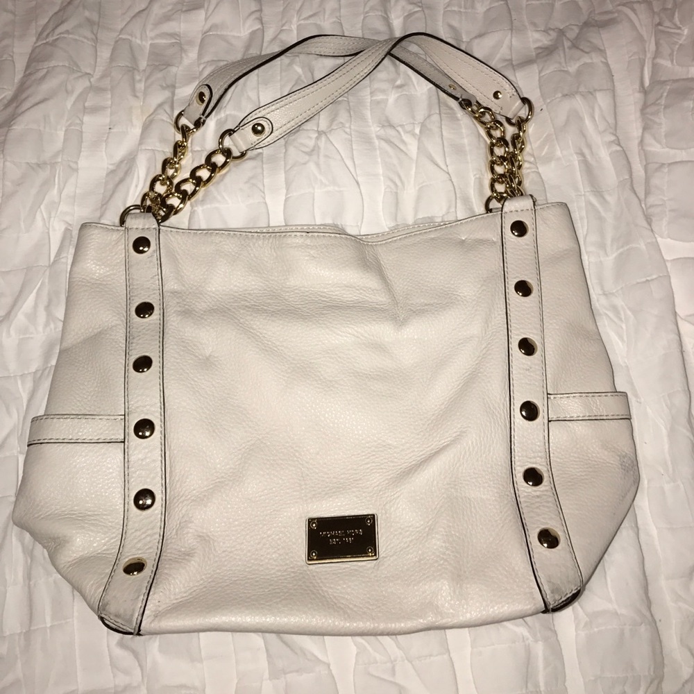 Cream leather and gold Michael Kors purse
