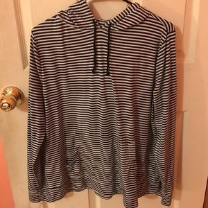Black and white striped thin hoodie