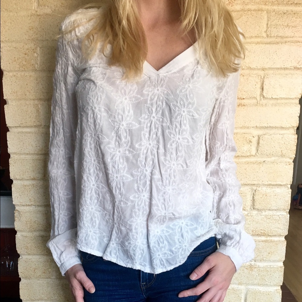 White cotton floral shirt, size 2