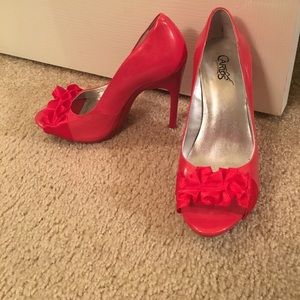 Carlos Santana Red peep toe heels