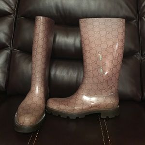 Brown Gucci Rainboots
