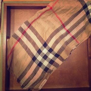 Burberry Giant Check Print Wool & Silk Scarf