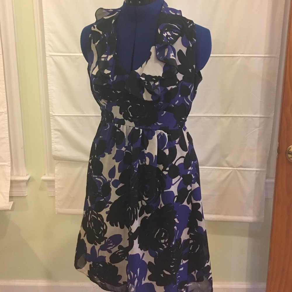 Black and Purple Dress with Ruffles