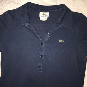 Lacoste 5 button polo shirt in navy