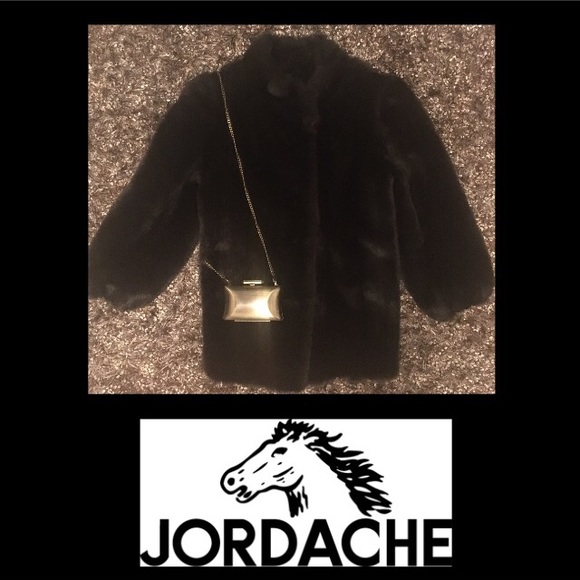 VINTAGE JORDACHE  Black Fur Coat - Picture 3 of 9