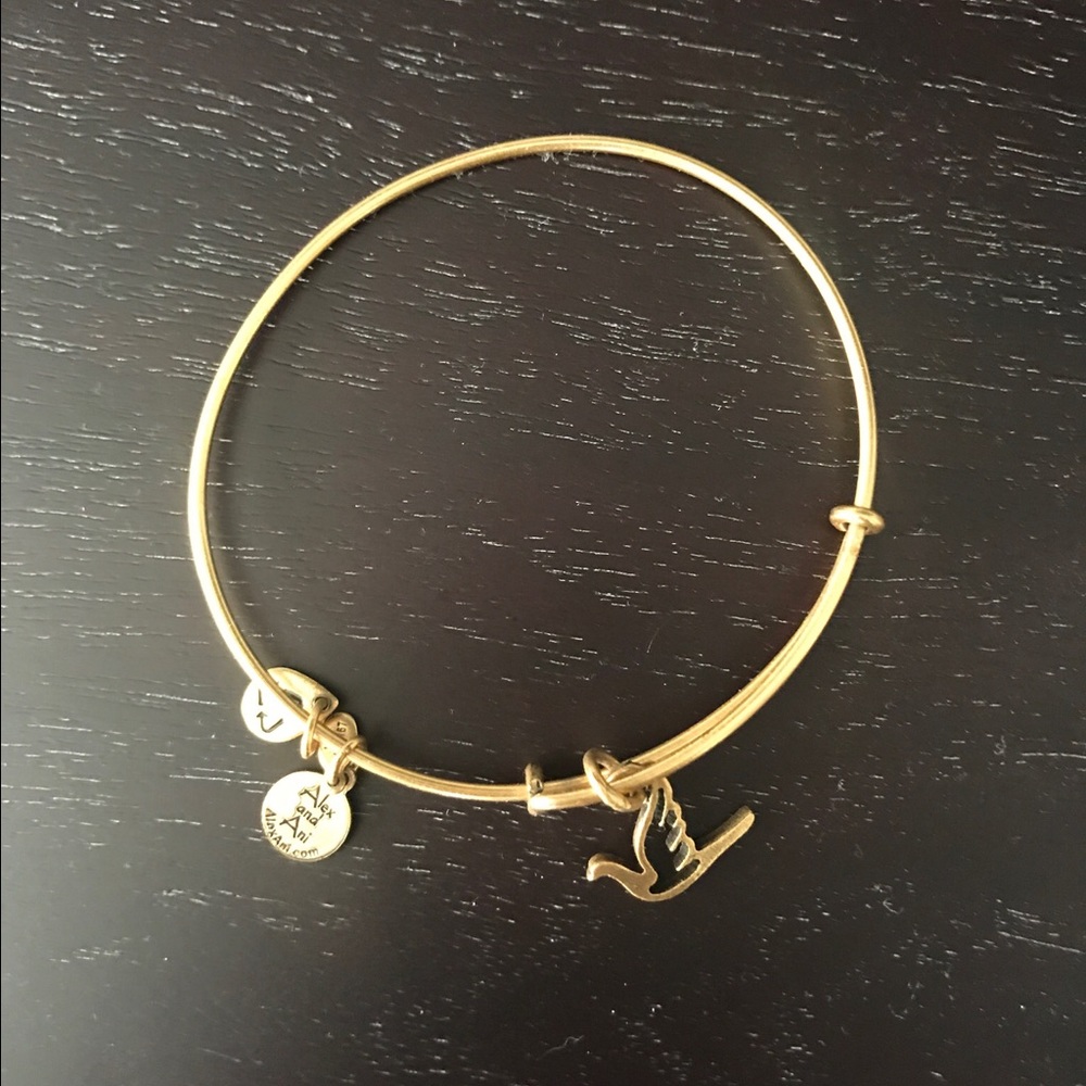 Alex & Ani Dove charm bangle in gold