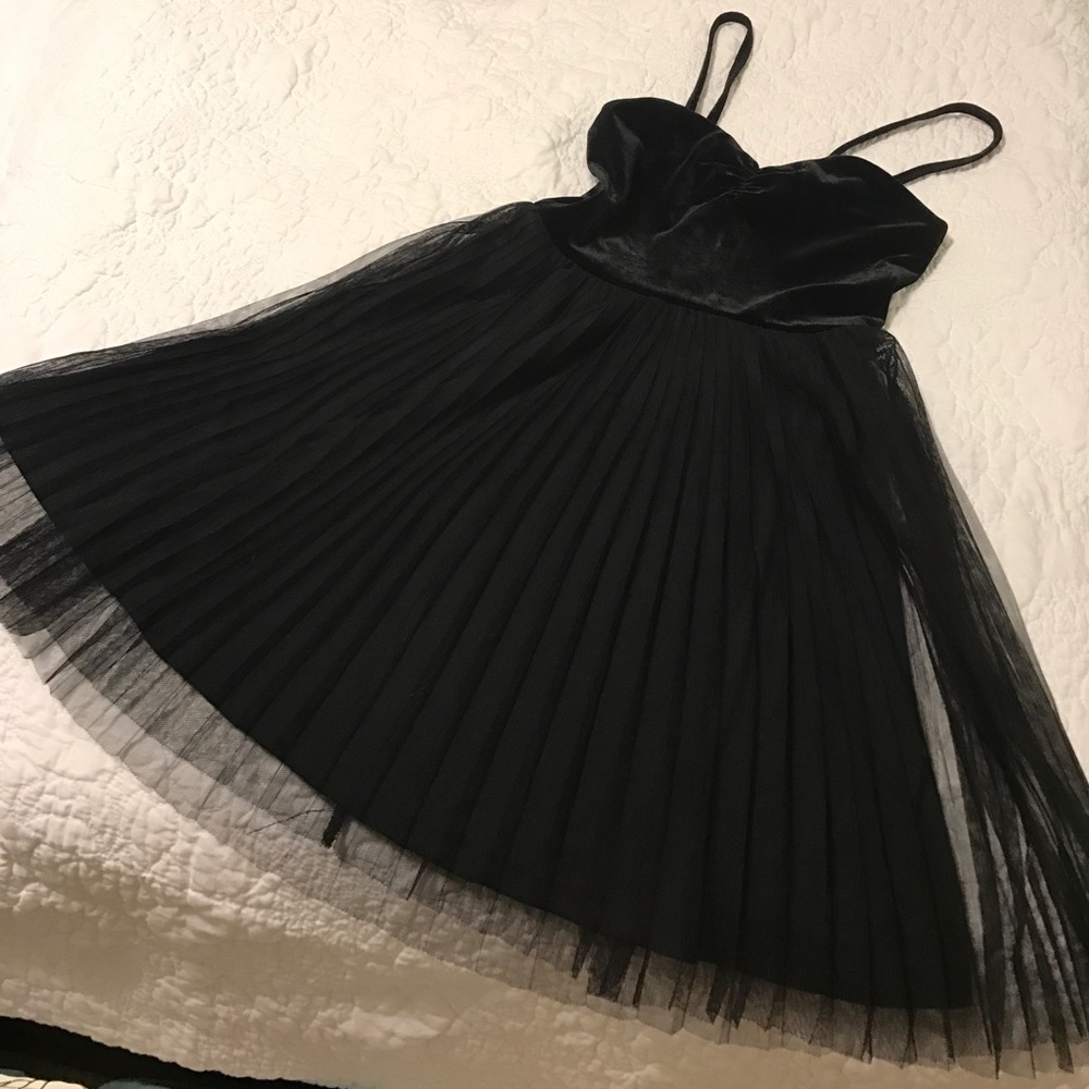 Faux Velvet And Lace Dress