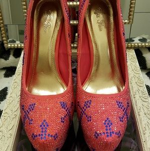 !!!!!!!SALE!!!Pink and Blue Sparkle Platform Heels