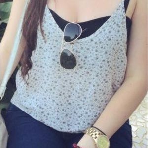 Brandy Melville floral flowy crop top