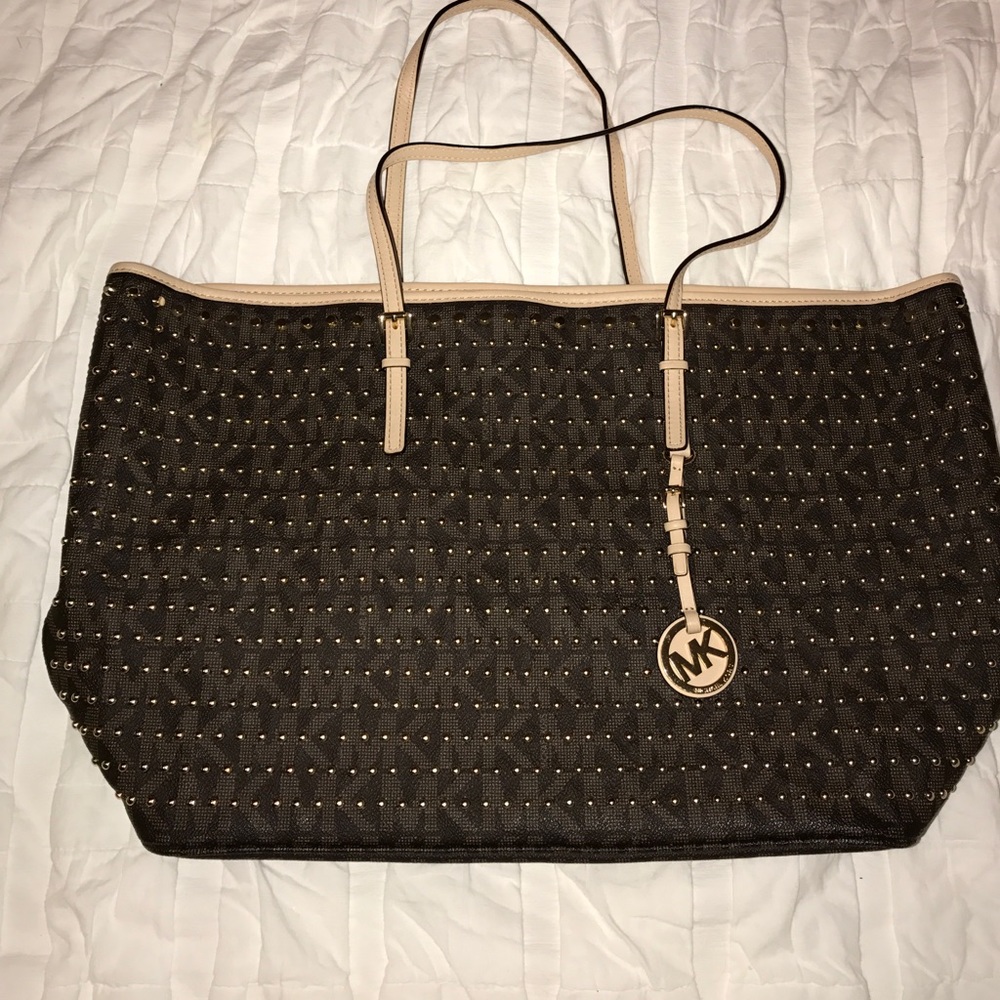 Beautiful brown leather studded Michael Kors bag