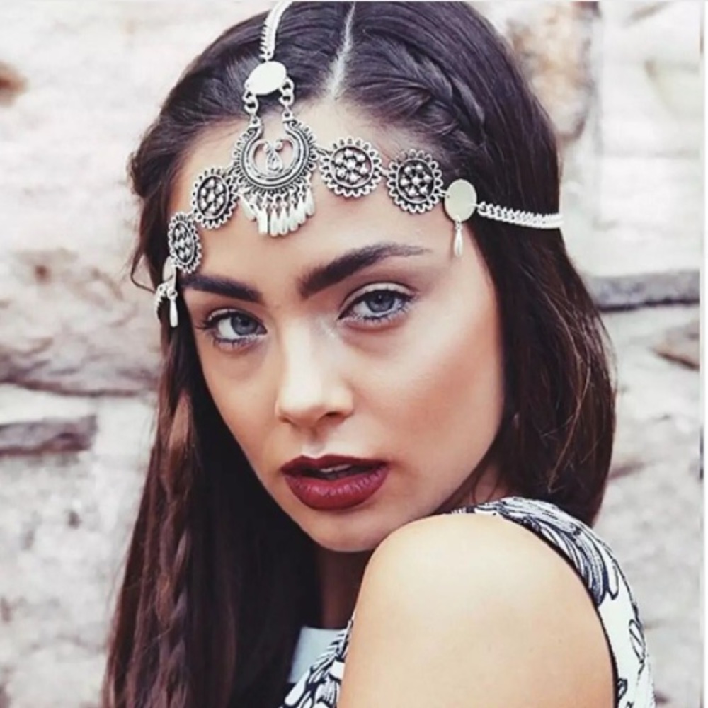Chain Headband Bohemian Silver Plated