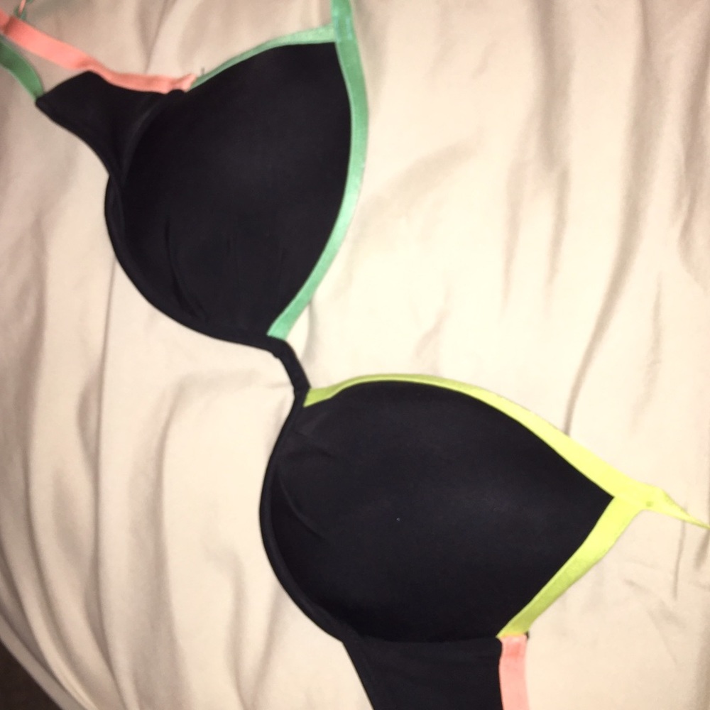 Victoria's Secret neon/ black bikini top