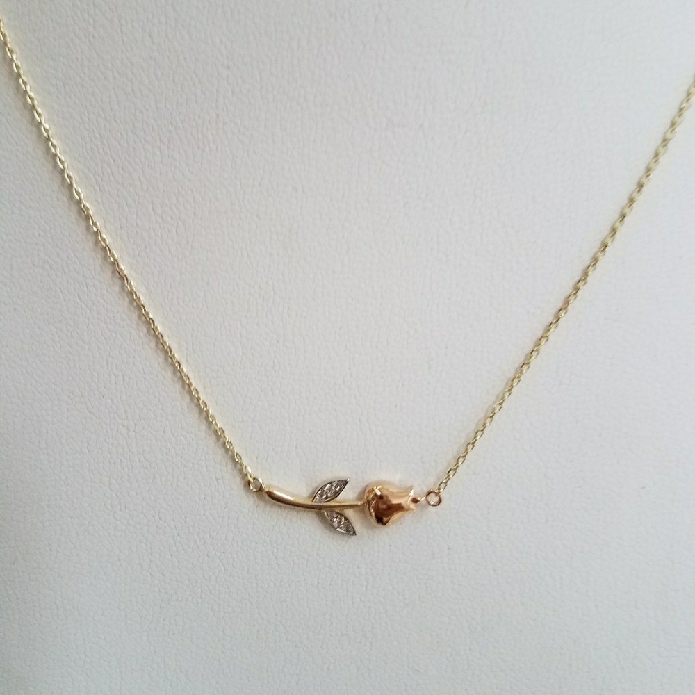 14k Solid Yellow and Rose Gold NECKLACE - Picture 2 of 4