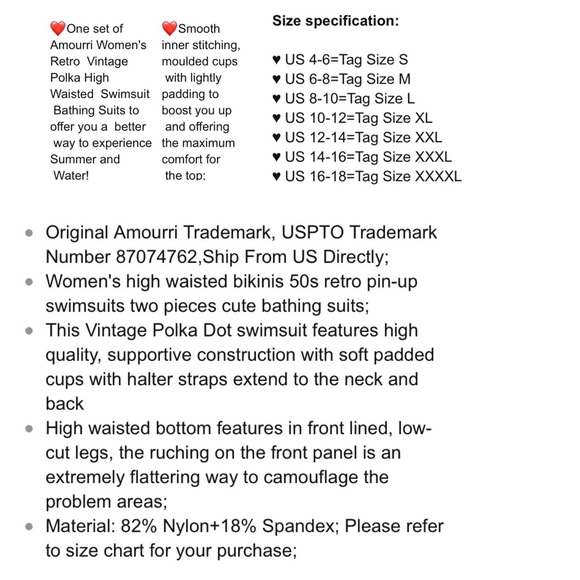 Last One MED🚨50's Pinup Bikini - Picture 2 of 3