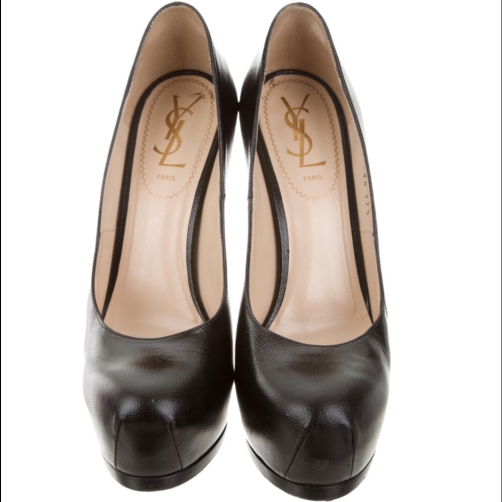 Special YSL Tribute 2 Black Pebbled Leather Pumps