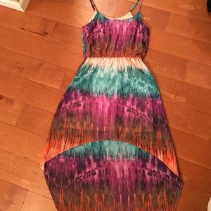 Hi-low multi-colored dress. Only worn twice. Med.
