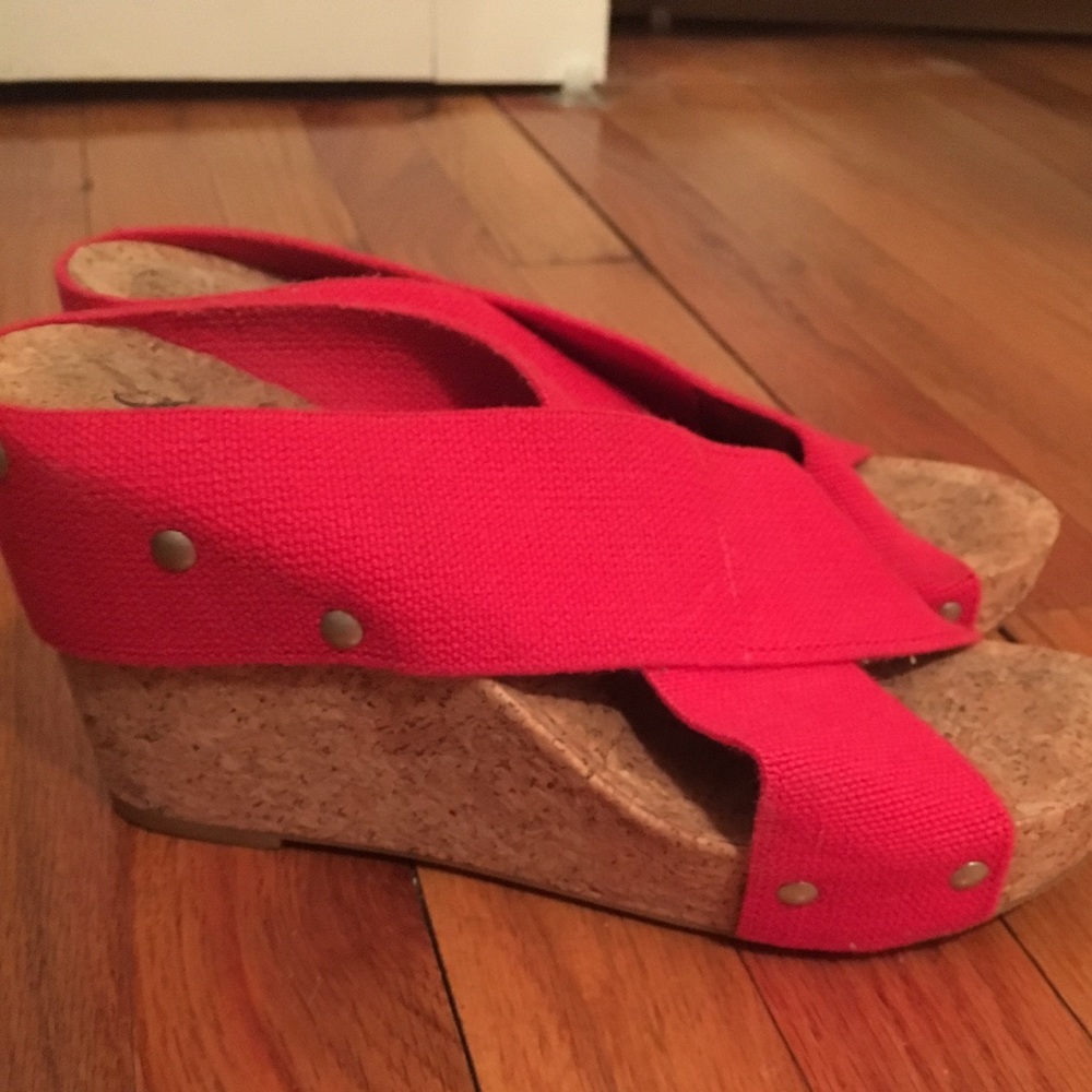 Red Lucky Brand Wedges Sz 6.5