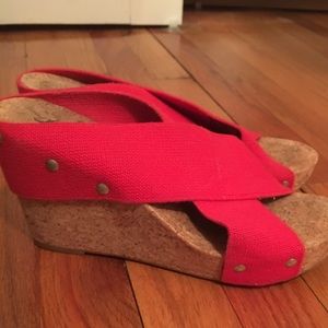 Red Lucky Brand Wedges Sz 6.5