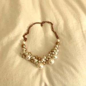 Faux pearl and gold statement necklace