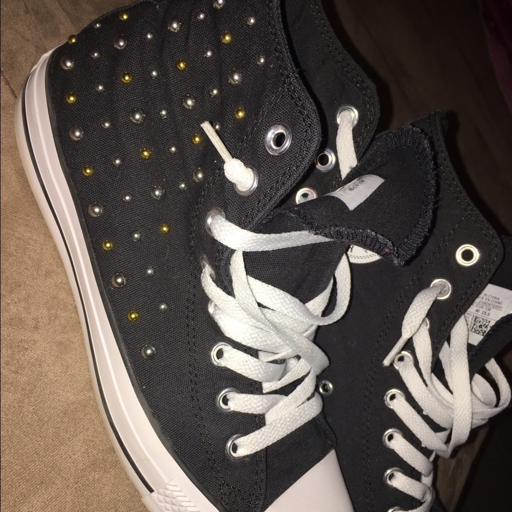 Limited edition black studded hi top Converse