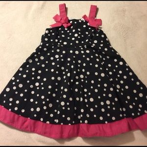 2t black/pink white polka dot dress