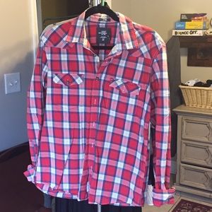 H & M red plaid shirt