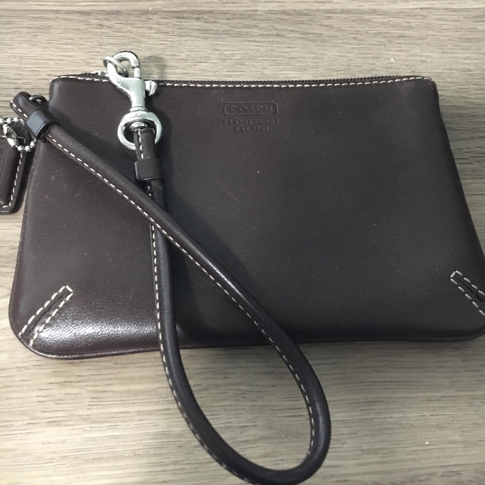 Coach brown wristlet