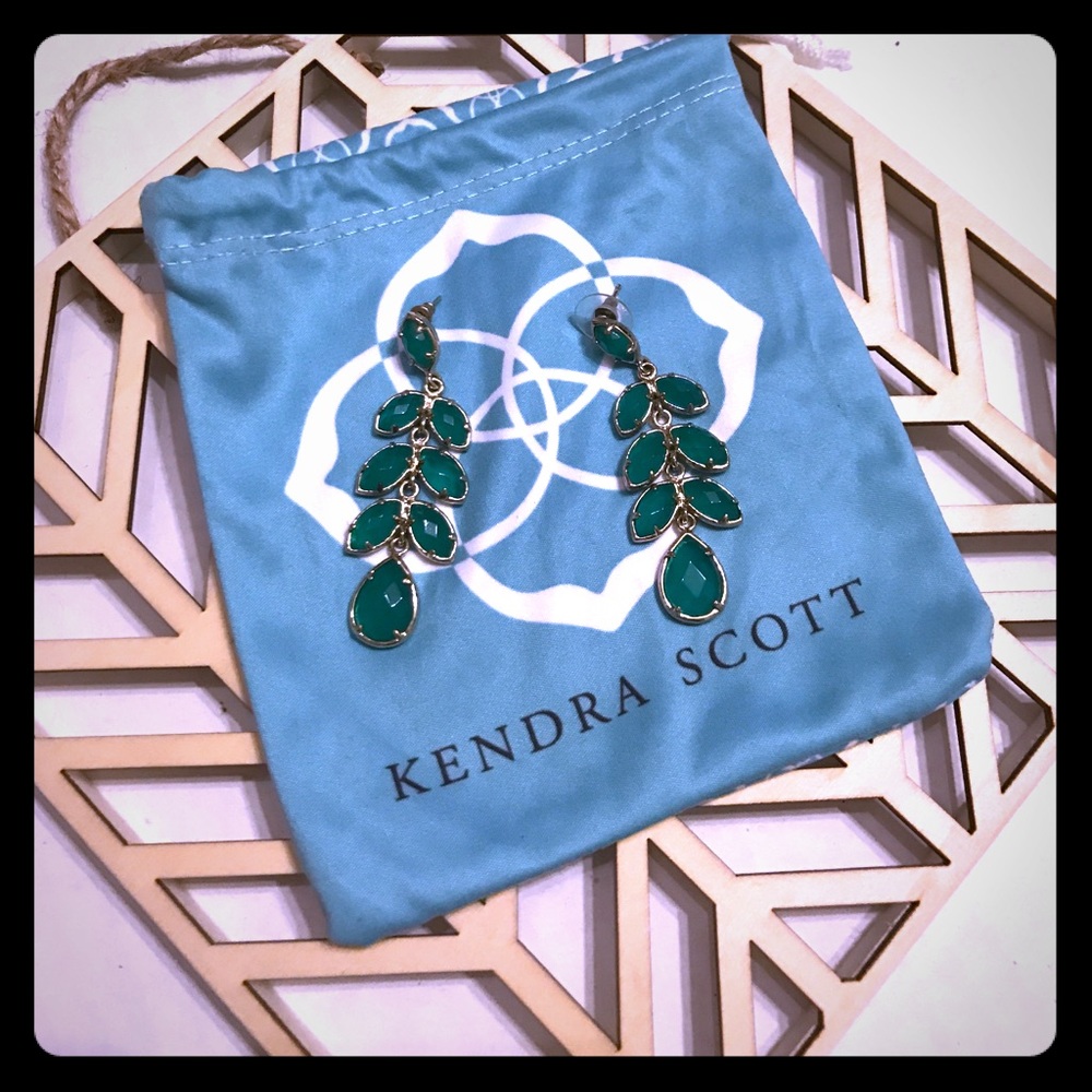 Kendra Scott long emerald earrings