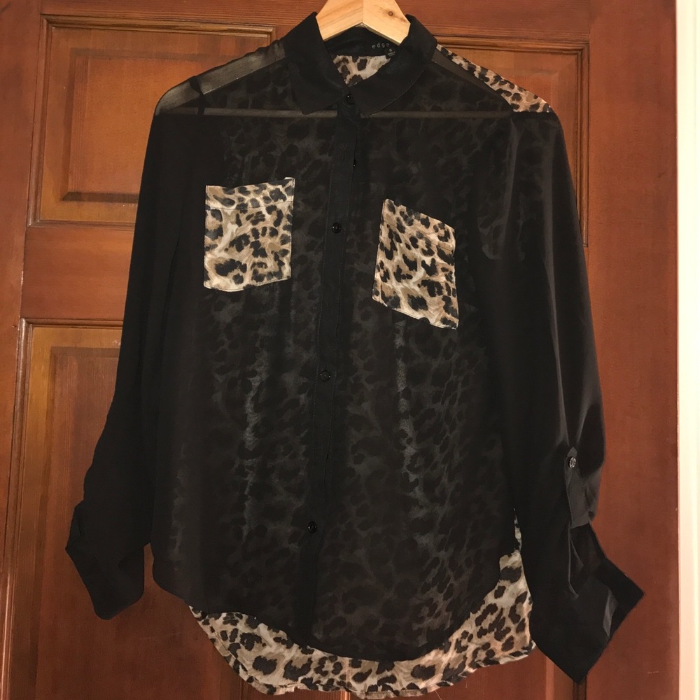 Cheetah see thru buttom down