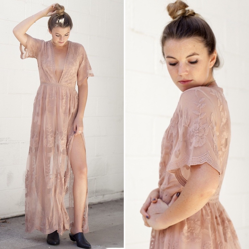 Mocha Lace Maxi Romper