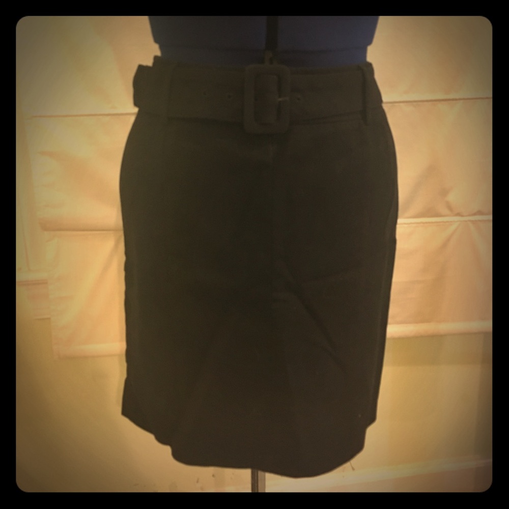 Black Belted Pencil Skirt