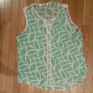 Pink, white and green pattern top