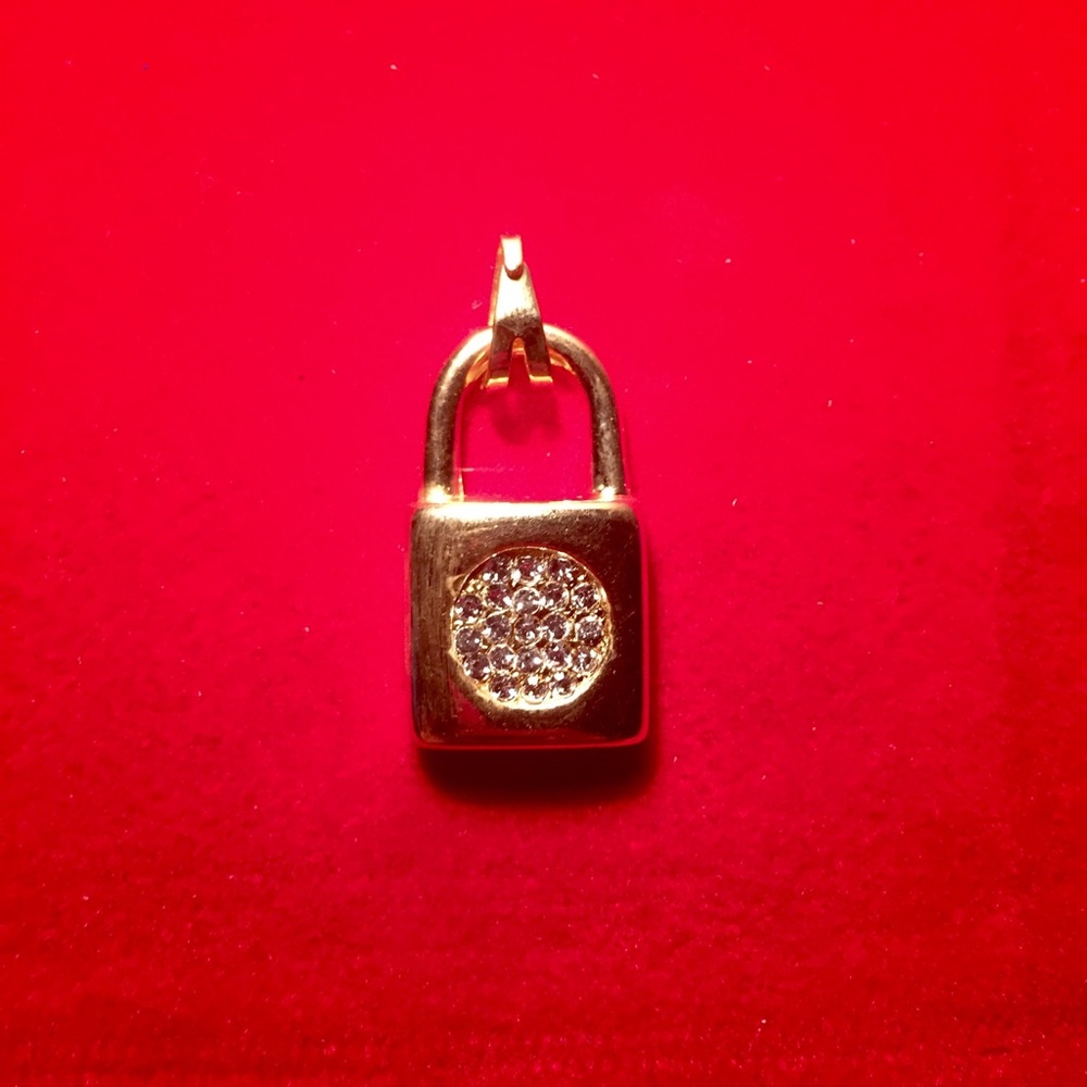 18kt Gold Plated Crystal Lock Pendant