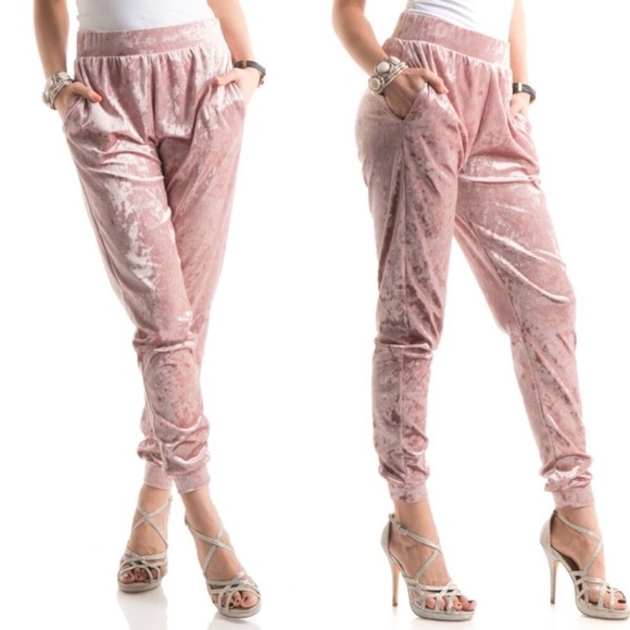 Blush Velvet Joggers - Picture 2 of 5