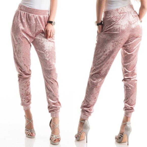 Blush Velvet Joggers - Picture 3 of 5