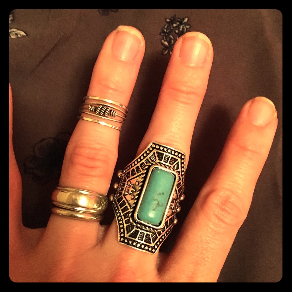 Large Turquoise Boho Ring
