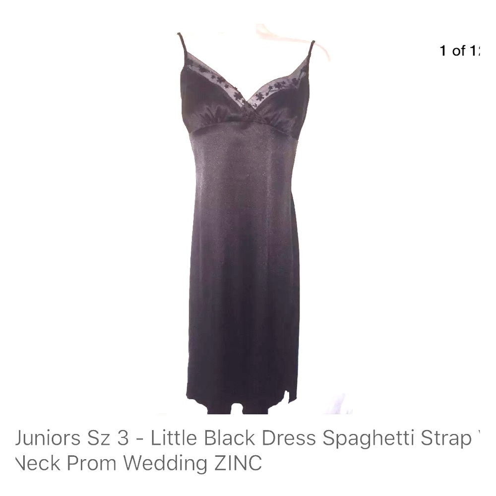 ZINC juniors SZ3 spaghetti strap black prom dress