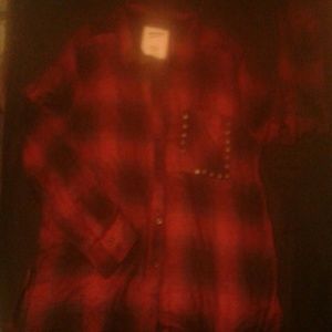 Arizona Jean black and red plaid shirt