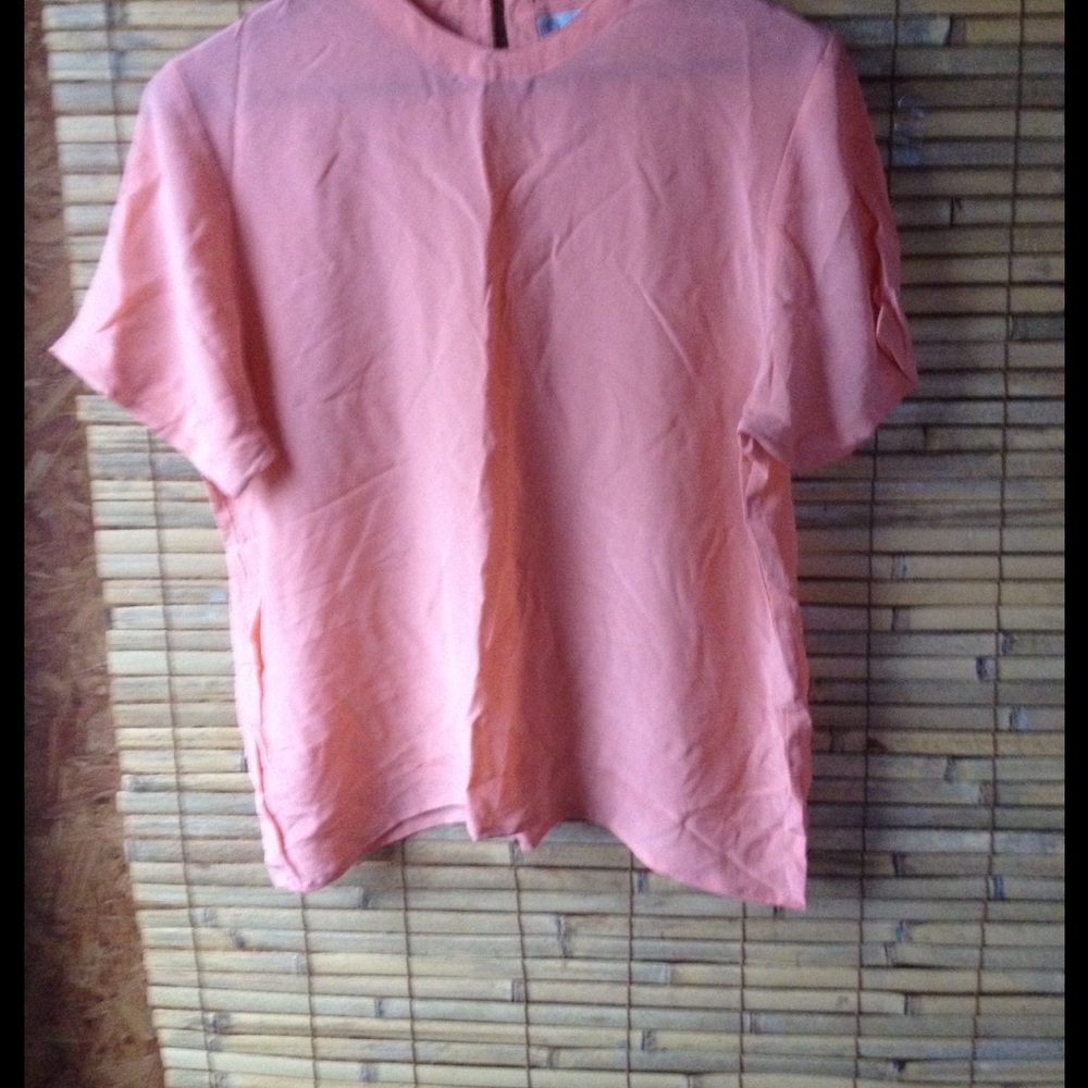 Oscar de la Renta Coral Silk Blouse