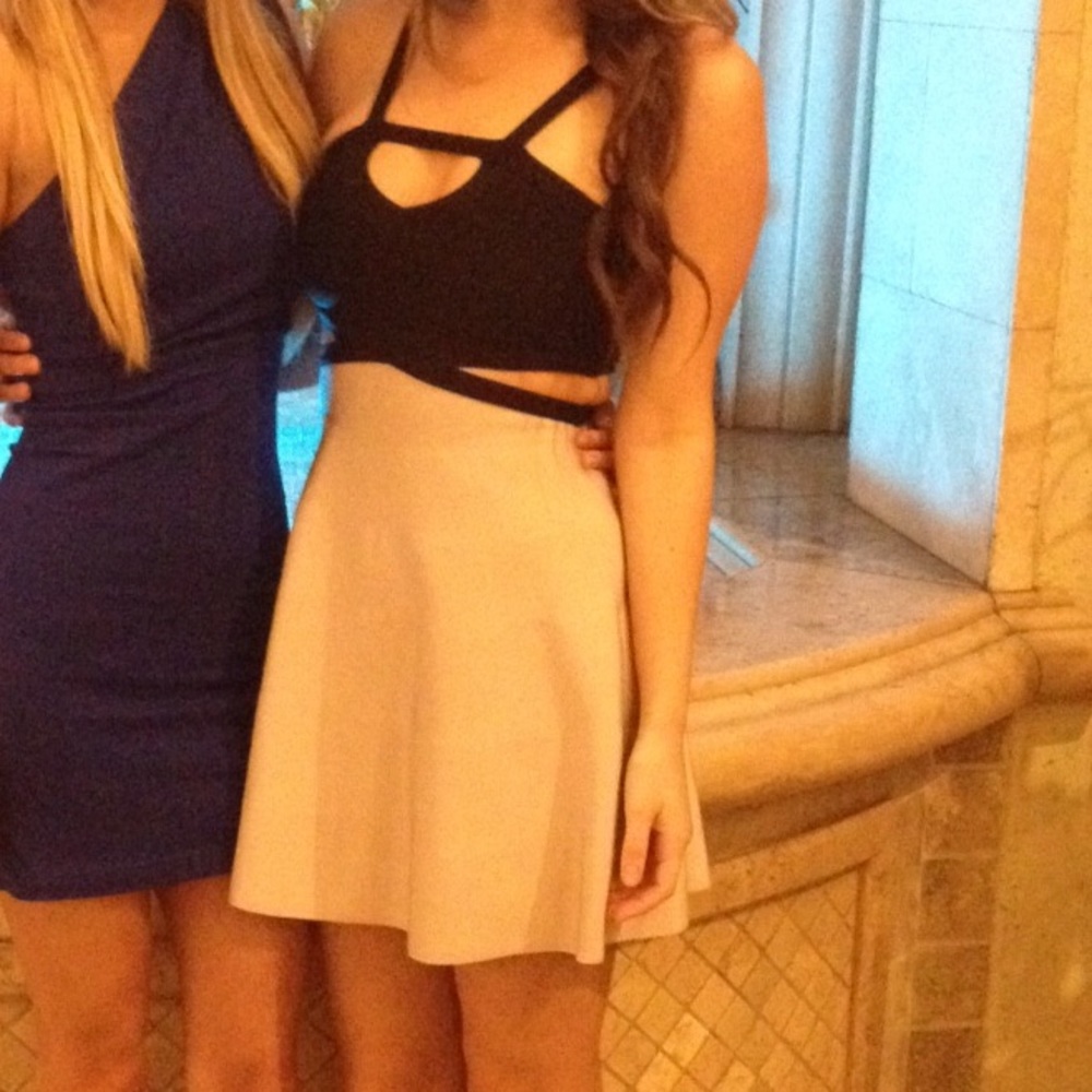Sexy black and beige cutout BEBE dress