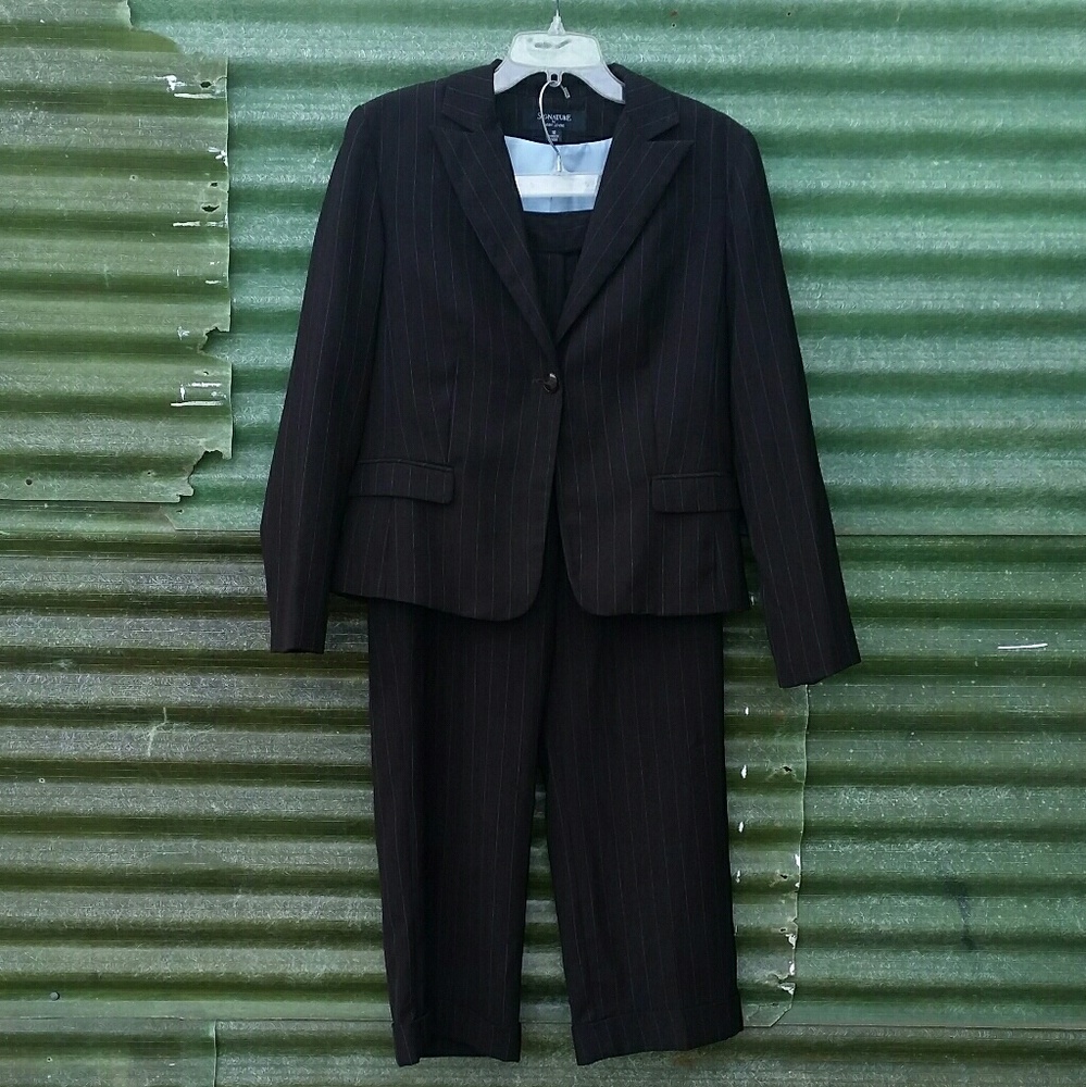 Handsome Brown Pinstriped Suit